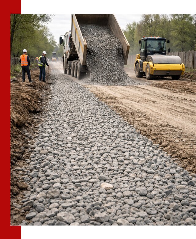 Доставка щебня для отсыпки дорог в Костроме высокого качества