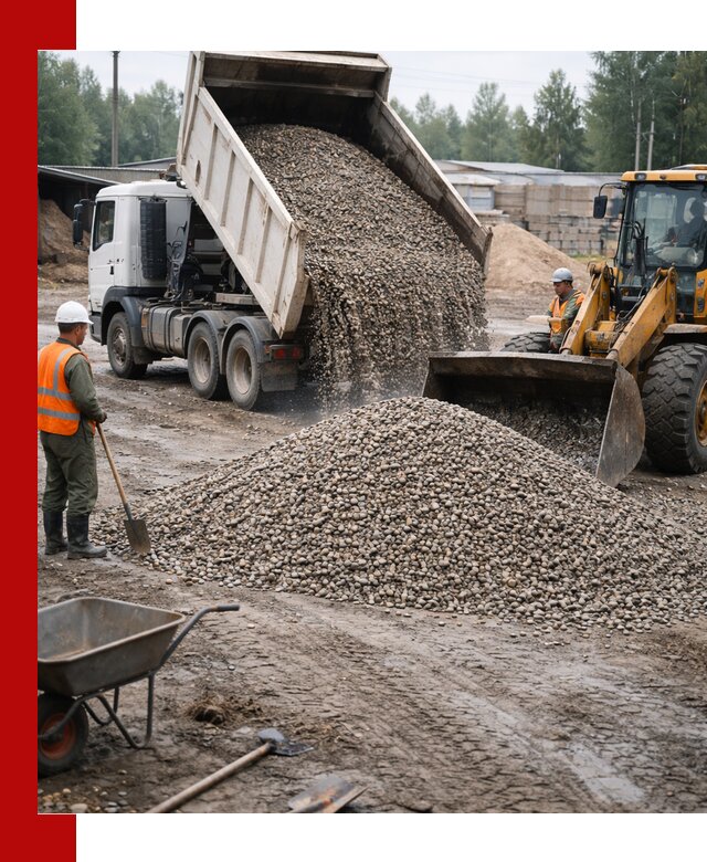 Мытый гравий с доставкой в Костроме от карьера до участка