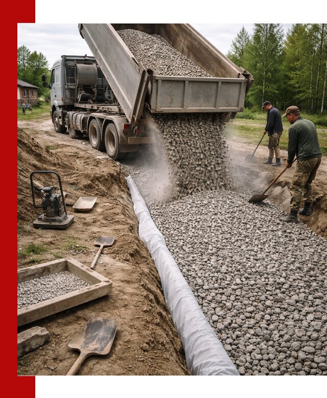 Гравий для дренажа с доставкой в Костроме качественный и недорогой