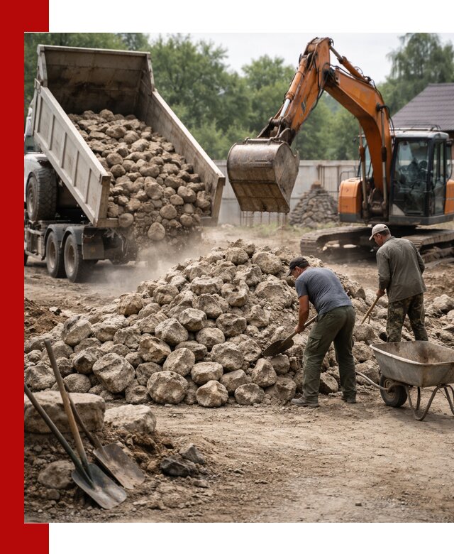 Доставка и разгрузка бутового камня в Костроме