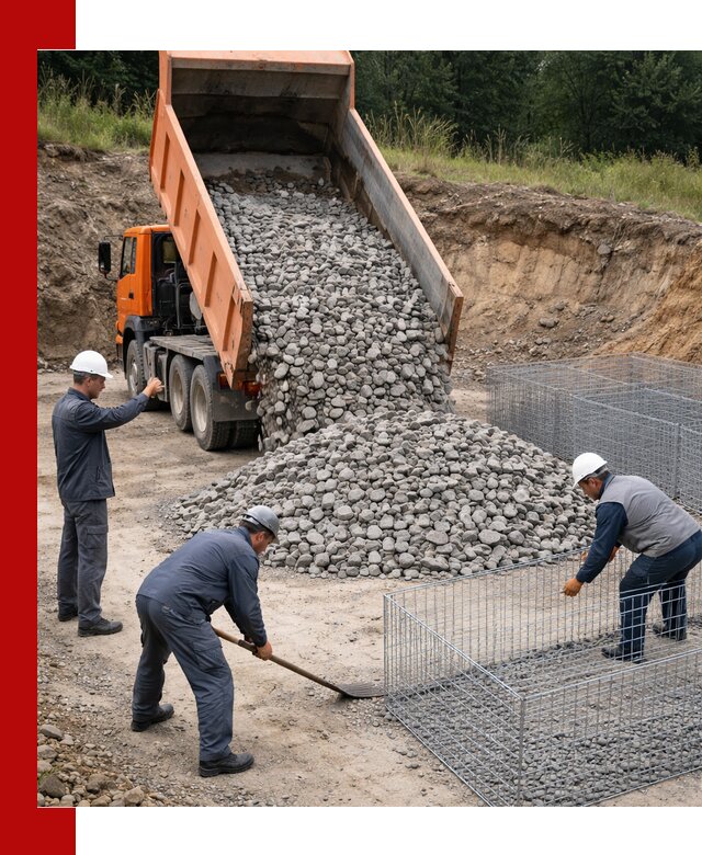 Камень для габионов с доставкой в Костроме быстро и надёжно