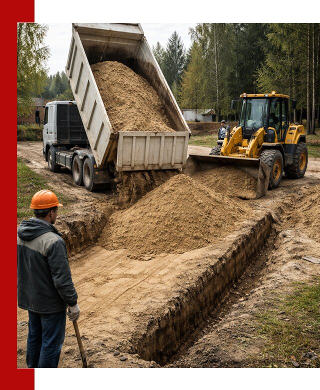 Доставка песчаного грунта в Костроме для строительных работ