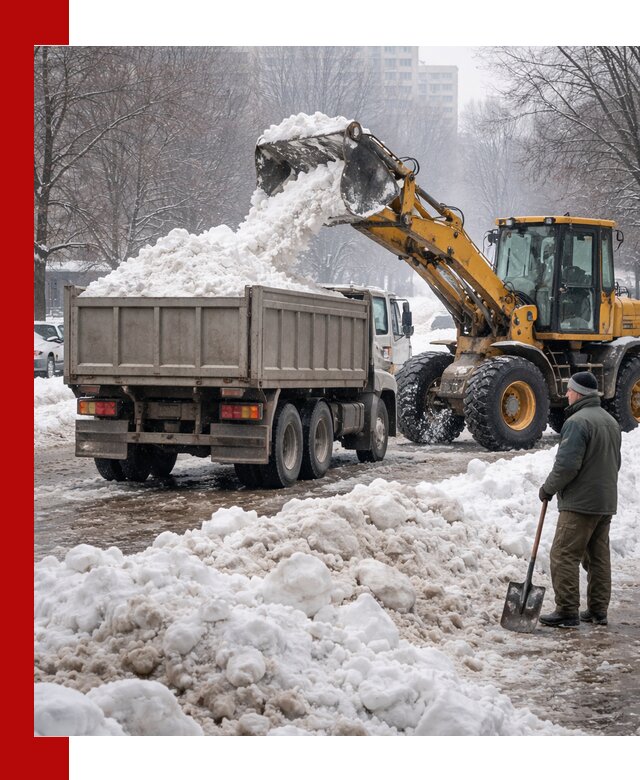 Вывоз снега грузовой техникой в Костроме оперативно и чисто