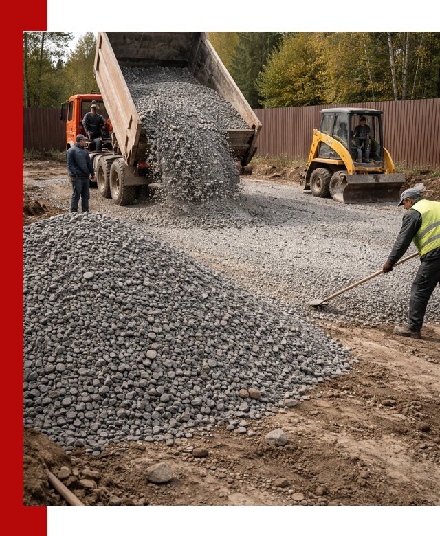 Отсыпка участка щебнем с доставкой и уплотнением в Костроме